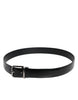 Dolce & Gabbana Black Shiny Leather Silver Metal Buckle Belt