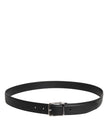 Dolce & Gabbana Black Leather Silver Metal Buckle Belt