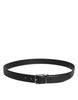 Dolce & Gabbana Black Leather Silver Metal Buckle Belt