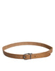 Dolce & Gabbana Brown Leather Silver Tone Metal Buckle Belt