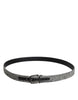 Dolce & Gabbana Black White Silver Tone Metal Buckle Belt