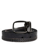 Dolce & Gabbana Black Leather Silver Tone Metal Buckle Belt