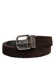 Dolce & Gabbana Brown Velvet Metal Buckle Classic Belt