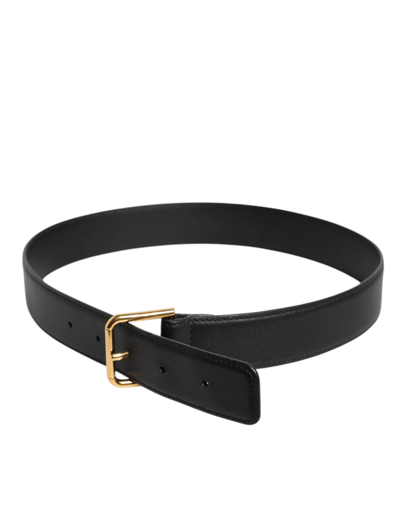 Dolce & Gabbana Black Leather Metal Buckle Classic Belt