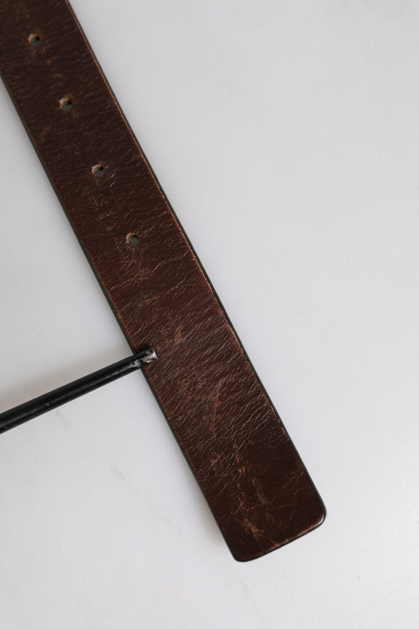 Dolce & Gabbana Brown Solid Leather Classic Waist Buckle Belt