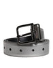 Dolce & Gabbana Silver Leather Classic Metal Logo Buckle Belt