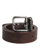 Dolce & Gabbana Brown Leather Classic Metal Logo Buckle Belt
