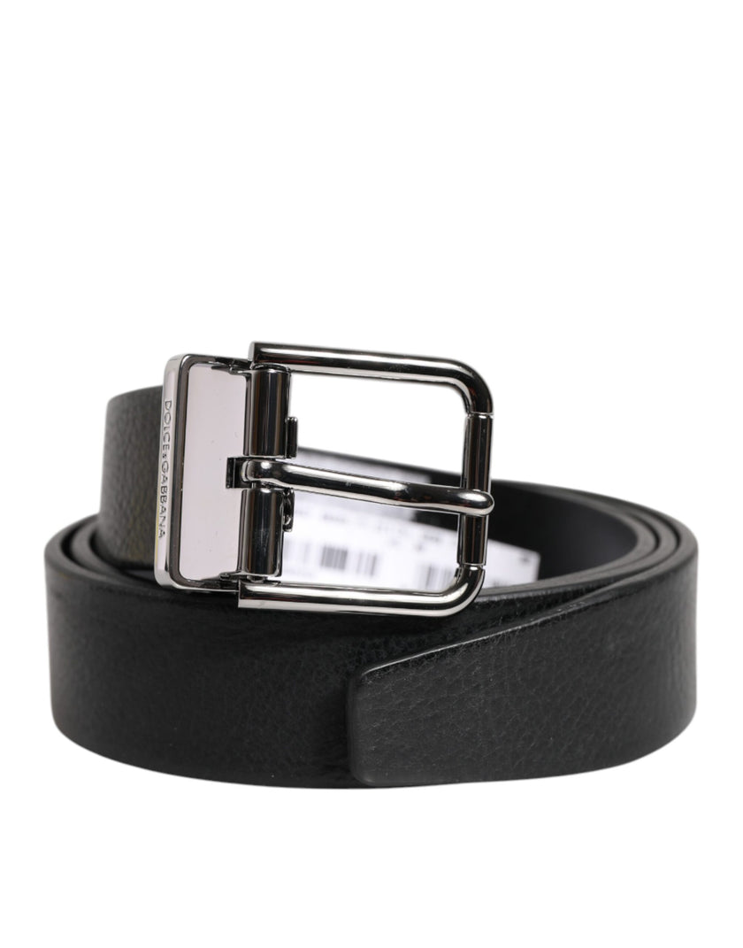 Dolce & Gabbana Black Leather Classic Metal Waist Buckle Belt