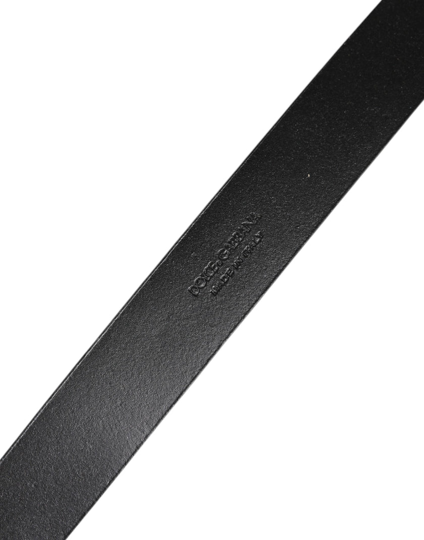 Dolce & Gabbana Black Leather Classic Metal Waist Buckle Belt