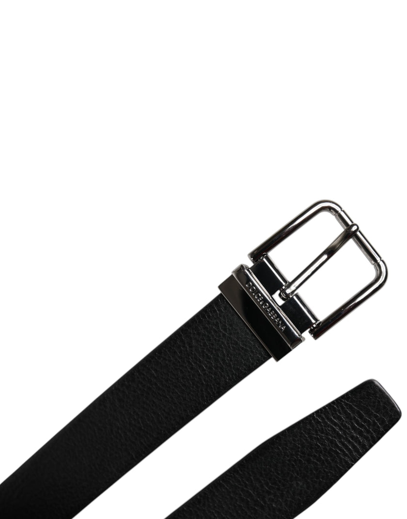 Dolce & Gabbana Black Leather Classic Metal Waist Buckle Belt