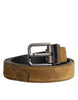 Dolce & Gabbana Brown Velvet Leather Logo Buckle Belt
