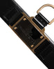 Dolce & Gabbana Black Leather DG Logo Plaque Buckle Belt