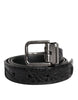 Dolce & Gabbana Black Exotic Leather Metal Logo Buckle Belt