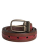 Dolce & Gabbana Burgundy Leather Metal Logo Buckle Belt
