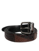 Dolce & Gabbana Brown Exotic Leather Metal Logo Buckle Belt