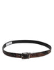 Dolce & Gabbana Brown Exotic Leather Metal Logo Buckle Belt