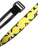 Dolce & Gabbana Black Yellow Logo Striped Metal Buckle Belt