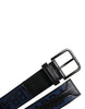 Dolce & Gabbana Black Blue Polyester Printed Metal Buckle Belt