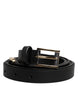 Dolce & Gabbana Black Calfskin Classic Metal Logo Buckle Belt