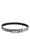 Dolce & Gabbana Silver Classic Gold Logo Plaque Buckle Belt