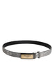 Dolce & Gabbana Silver Classic Gold Logo Plaque Buckle Belt
