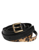 Dolce & Gabbana Black Leopard Classic Gold Metal Buckle Belt