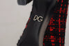 Dolce & Gabbana Red Black Tweed DG Amore Heels Pumps Shoes