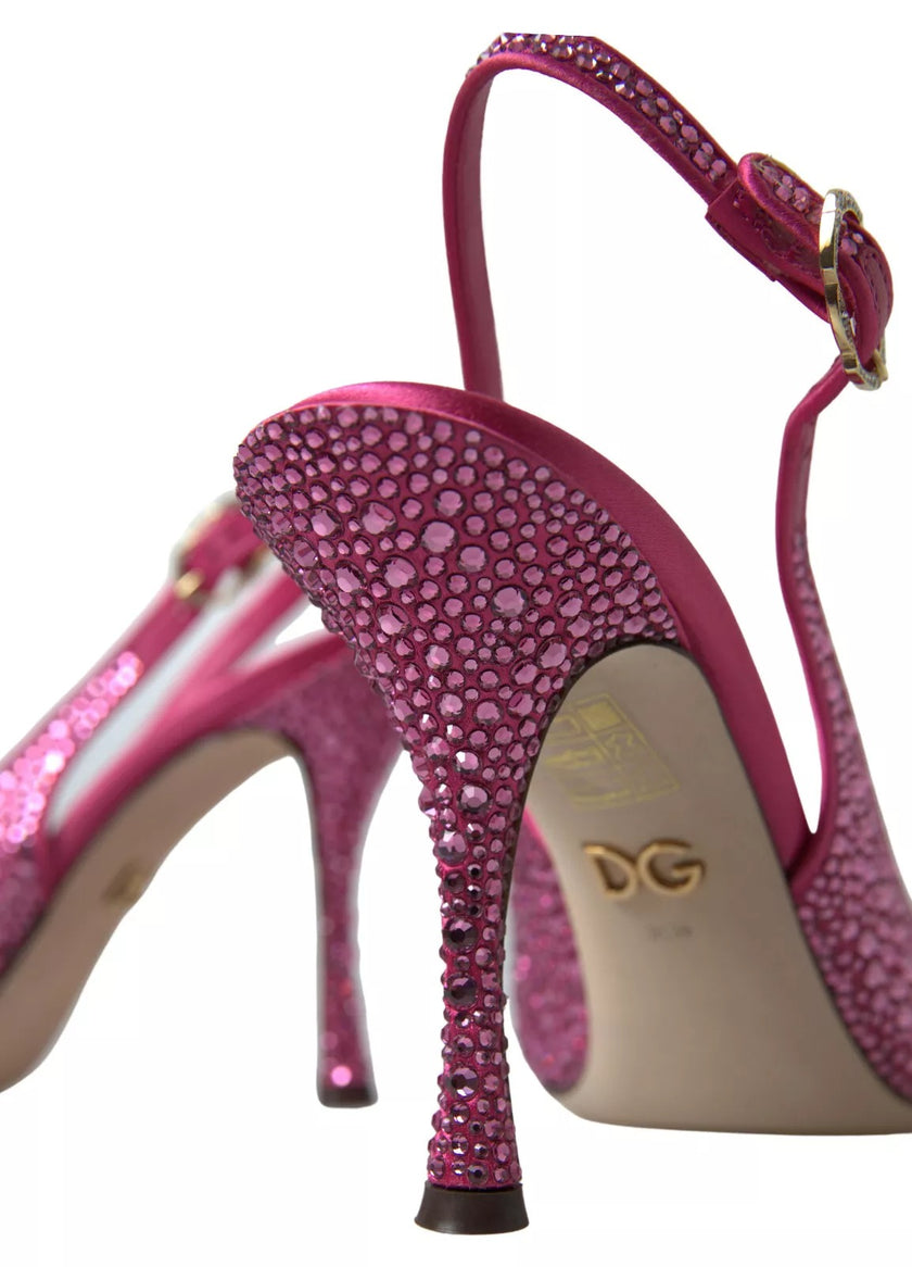 Dolce & Gabbana Pink Slingbacks Crystal Pumps Shoes