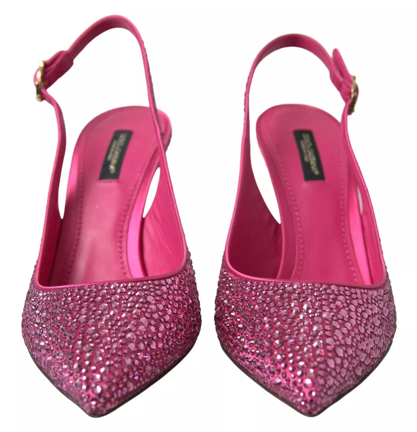 Dolce & Gabbana Pink Slingbacks Crystal Pumps Shoes