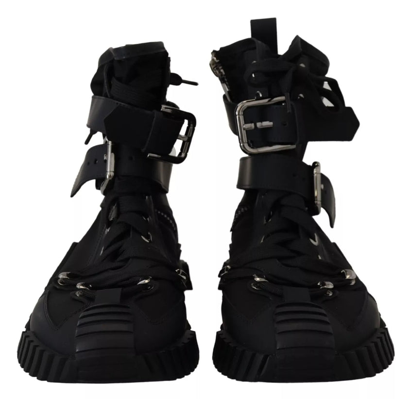 Dolce & Gabbana Black Nylon High Top Sorrento Sneakers Shoes