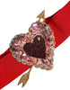Dolce & Gabbana Red Stretch Wide Waist Heart Embellished Belt