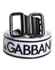 Dolce & Gabbana Black White Logo Printed Metal Buckle Belt