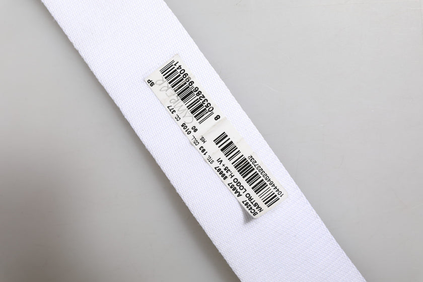 Dolce & Gabbana Black White Logo Printed Metal Buckle Belt