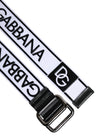 Dolce & Gabbana Black White Logo Printed Metal Buckle Belt