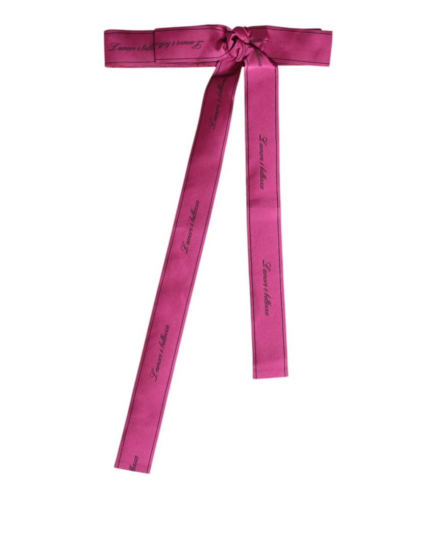 Dolce & Gabbana Pink Waist Ribbon Wide Bow Logo Belt