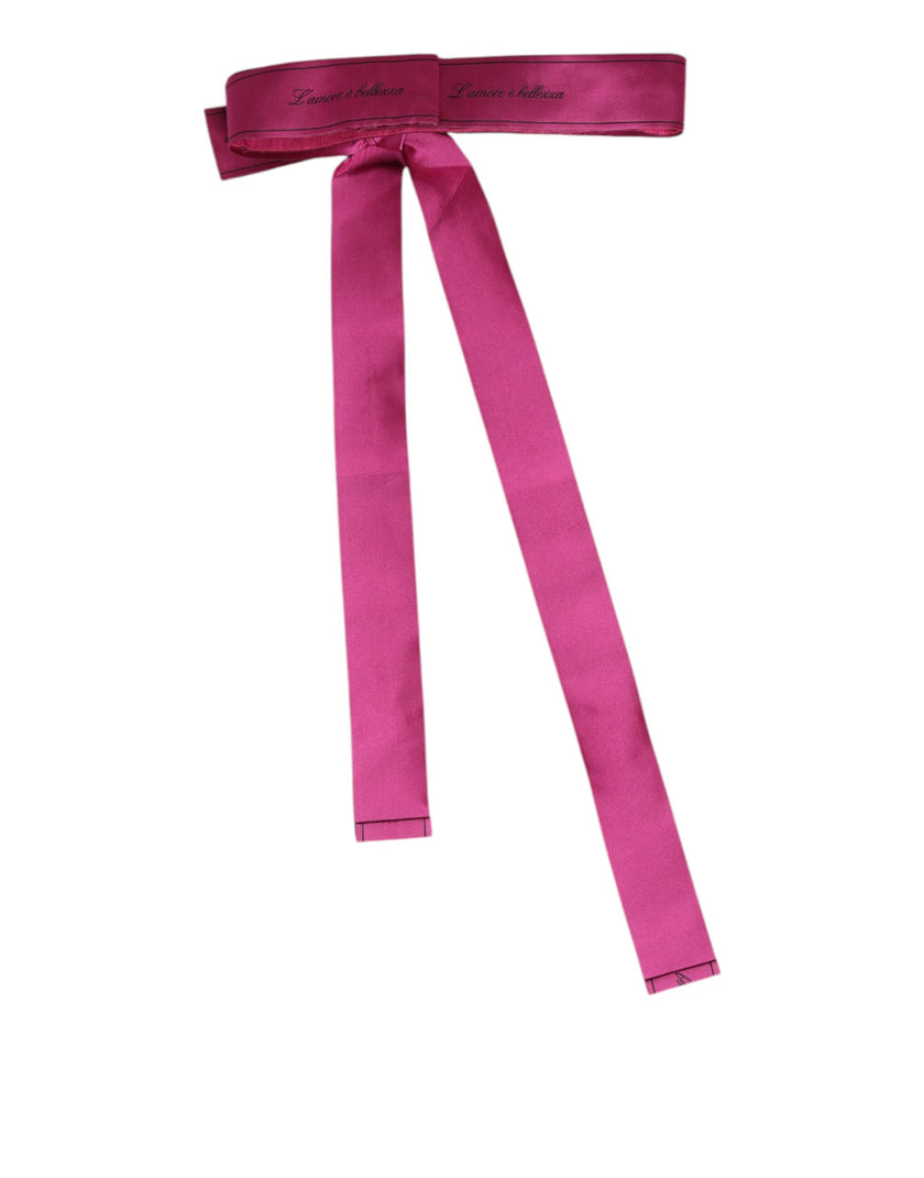 Dolce & Gabbana Pink Waist Ribbon Wide Bow Logo Belt
