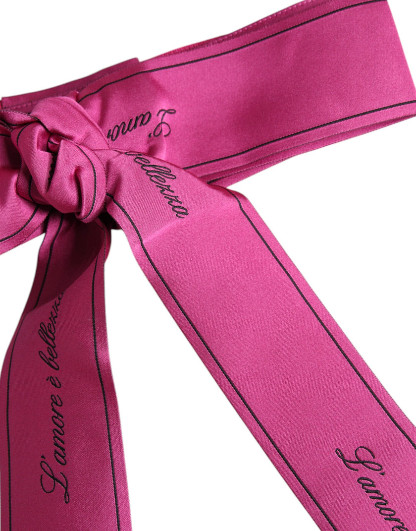 Dolce & Gabbana Pink Waist Ribbon Wide Bow Logo Belt