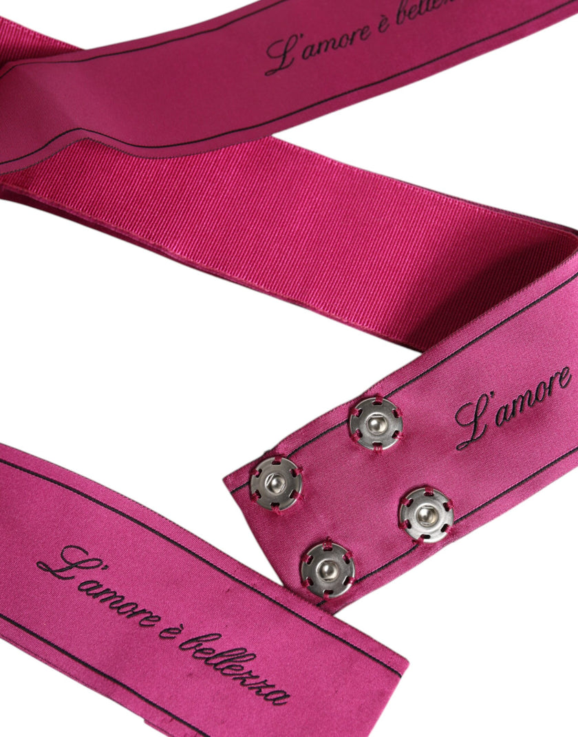 Dolce & Gabbana Pink Waist Ribbon Wide Bow Logo Belt