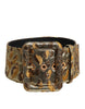 Dolce & Gabbana Gold Spotted Jacquard Fabric Wide Waist Belt