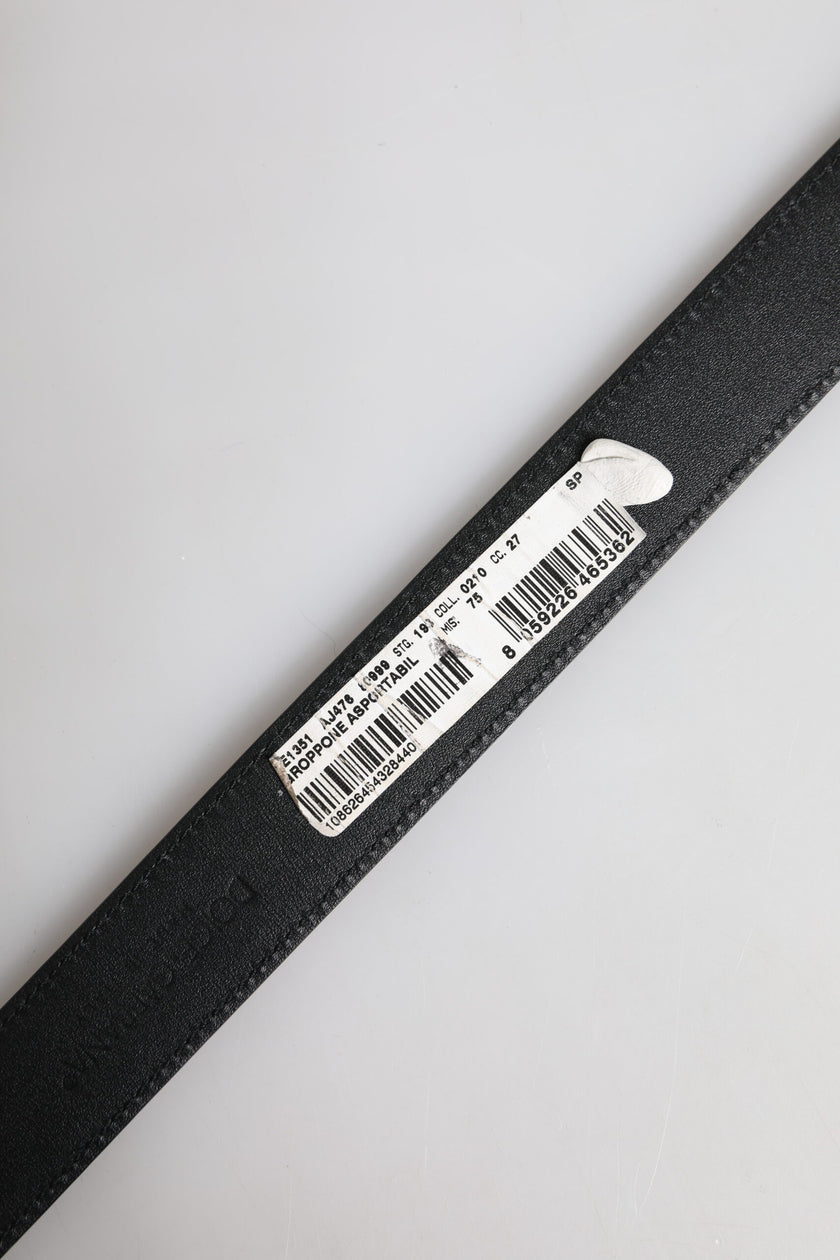 Dolce & Gabbana Black Leather Gold Metal Waist Buckle Belt