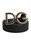 Dolce & Gabbana Black Leather Metal Waist DG Logo Buckle Belt