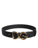 Dolce & Gabbana Black Leather Metal Waist DG Logo Buckle Belt