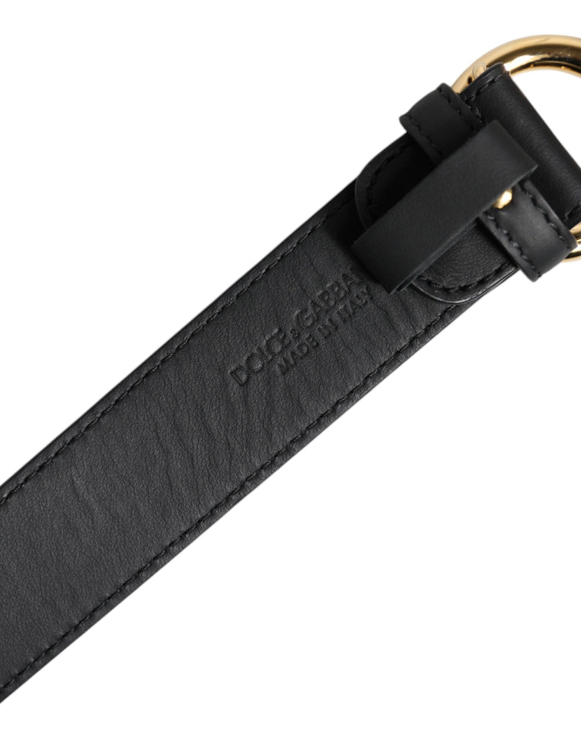 Dolce & Gabbana Black Leather Metal Waist DG Logo Buckle Belt