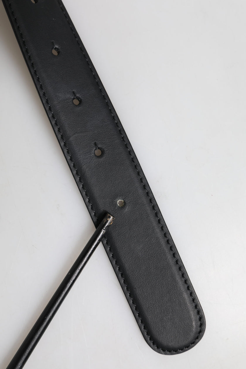 Dolce & Gabbana Black Leather Metal Waist DG Logo Buckle Belt