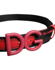 Dolce & Gabbana Black Red Nylon DG Metal Waist Buckle Belt