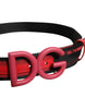 Dolce & Gabbana Black Red Nylon DG Metal Waist Buckle Belt