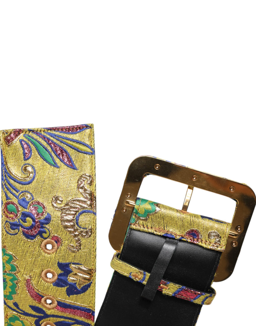 Dolce & Gabbana Multicolor Floral Jacquard Wide Waist Belt