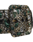 Dolce & Gabbana Multicolor Floral Jacquard Lurex Wide Waist Buckle Belt