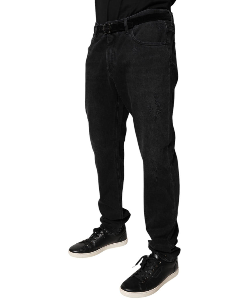 Dolce & Gabbana Black Cotton Skinny Men Denim Jeans
