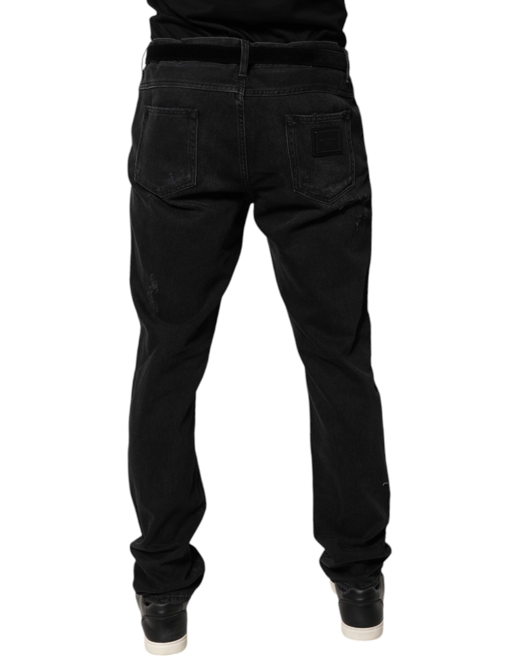 Dolce & Gabbana Black Cotton Skinny Men Denim Jeans